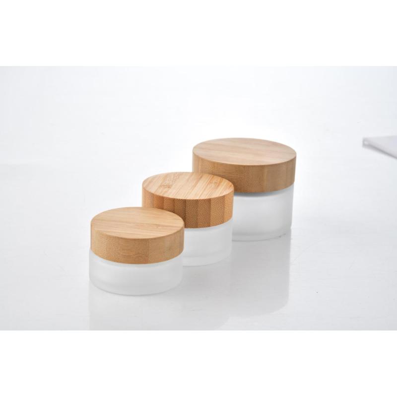 5g 20g 30g 50g 100g Frosted Glass Cream Jar Wholesale Cosmetic Jars Skin Care Packaging Jar With Bamboo Lid