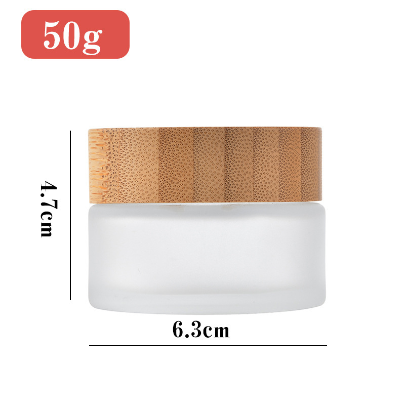 5g 20g 30g 50g 100g Frosted Glass Cream Jar Wholesale Cosmetic Jars Skin Care Packaging Jar With Bamboo Lid