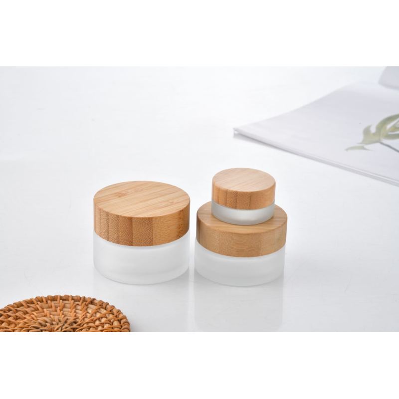 5g 20g 30g 50g 100g Frosted Glass Cream Jar Wholesale Cosmetic Jars Skin Care Packaging Jar With Bamboo Lid