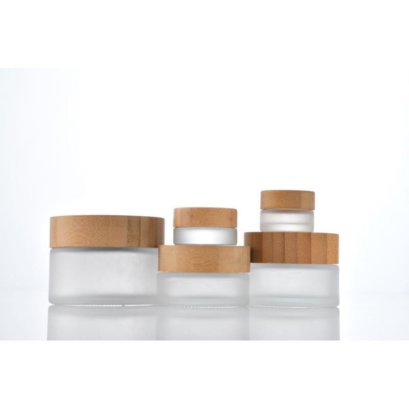 5g 20g 30g 50g 100g Frosted Glass Cream Jar Wholesale Cosmetic Jars Skin Care Packaging Jar With Bamboo Lid