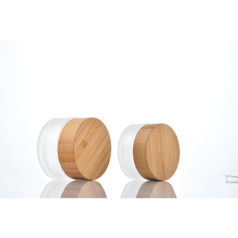 5g 20g 30g 50g 100g Frosted Glass Cream Jar Wholesale Cosmetic Jars Skin Care Packaging Jar With Bamboo Lid