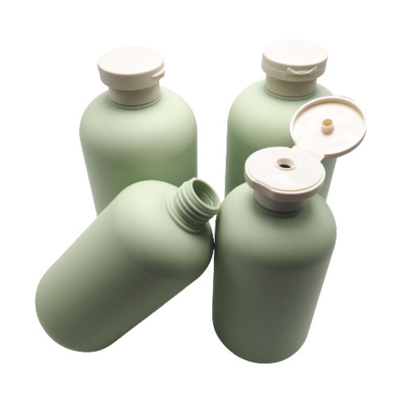 Soft Touch 500ml Green Color Hdpe Plastic Shampoo Bottles with Flip Screw Cap for Shampoo Gel