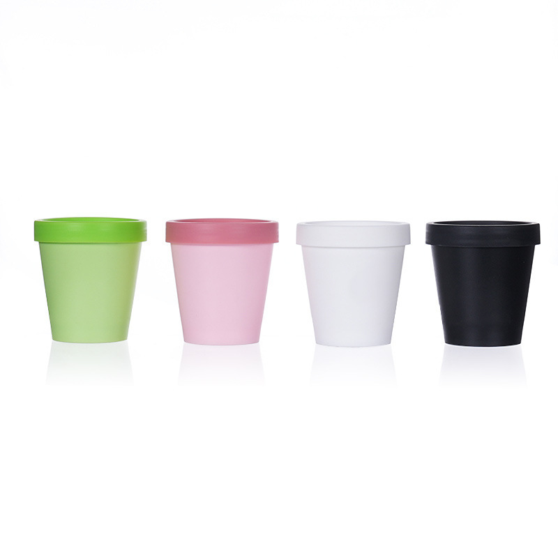 Wholesale Plastic Cosmetic Jars Container Empty Matte Black Round Body Scrub Jars for Body Scrub With Black Lids