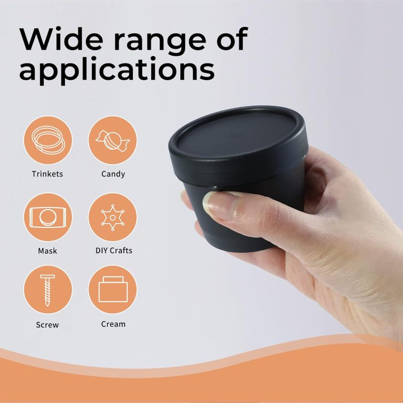Wholesale Plastic Cosmetic Jars Container Empty Matte Black Round Body Scrub Jars for Body Scrub With Black Lids