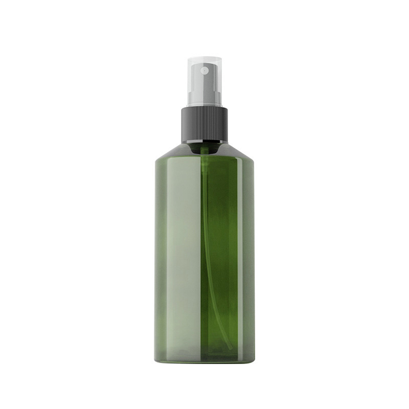 High Quality PET Green Slant Shoulder Plastic Spray Bottle 50ml 100ml 150ml 200ml Fine Mist Hair MOQ 100pcs for Shampoo Use