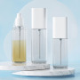 New Arrival 80ml 100ml 120ml Clear Square PET Plastic Mist Spray Bottle Moisturizing Toner Bottle White Cap