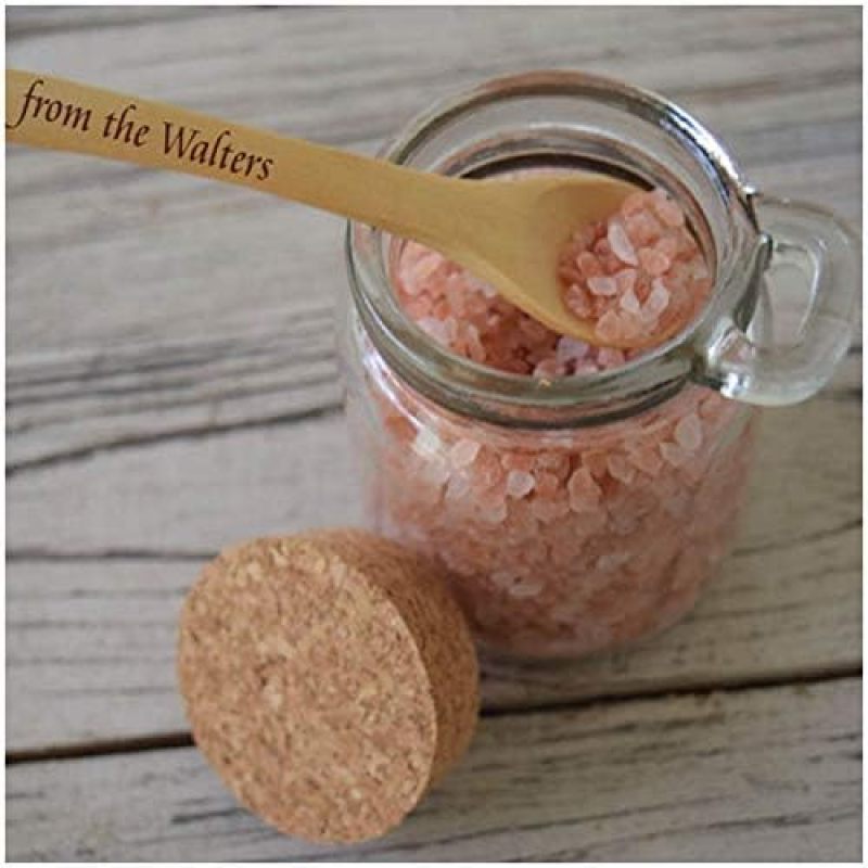 Cork Top Glass Jar Round Fashion Glass Bath Salt Jar with Cork Lid Cap and Wooden Spoon
