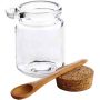 Cork Top Glass Jar Round Fashion Glass Bath Salt Jar with Cork Lid Cap and Wooden Spoon