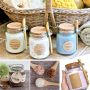 Cork Top Glass Jar Round Fashion Glass Bath Salt Jar with Cork Lid Cap and Wooden Spoon