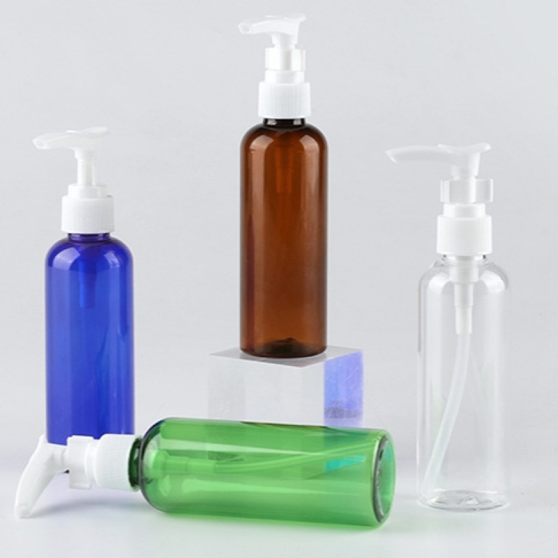 Portable 100ML PET Plastic for Clear Amber Lotion Pump Bottle for Liquid Soap Cream with Spray Pump Cap Logo Printing Use