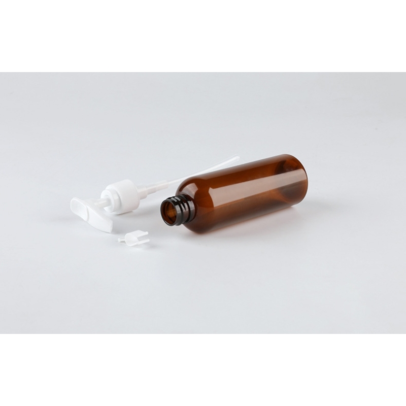 Portable 100ML PET Plastic for Clear Amber Lotion Pump Bottle for Liquid Soap Cream with Spray Pump Cap Logo Printing Use