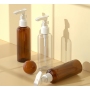 Portable 100ML PET Plastic for Clear Amber Lotion Pump Bottle for Liquid Soap Cream with Spray Pump Cap Logo Printing Use