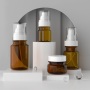 Amber Plastic Lotion Pump Bottle with Sprayer for Skin Care Cream and Serum Hot Stamping Surface for Cosmetics