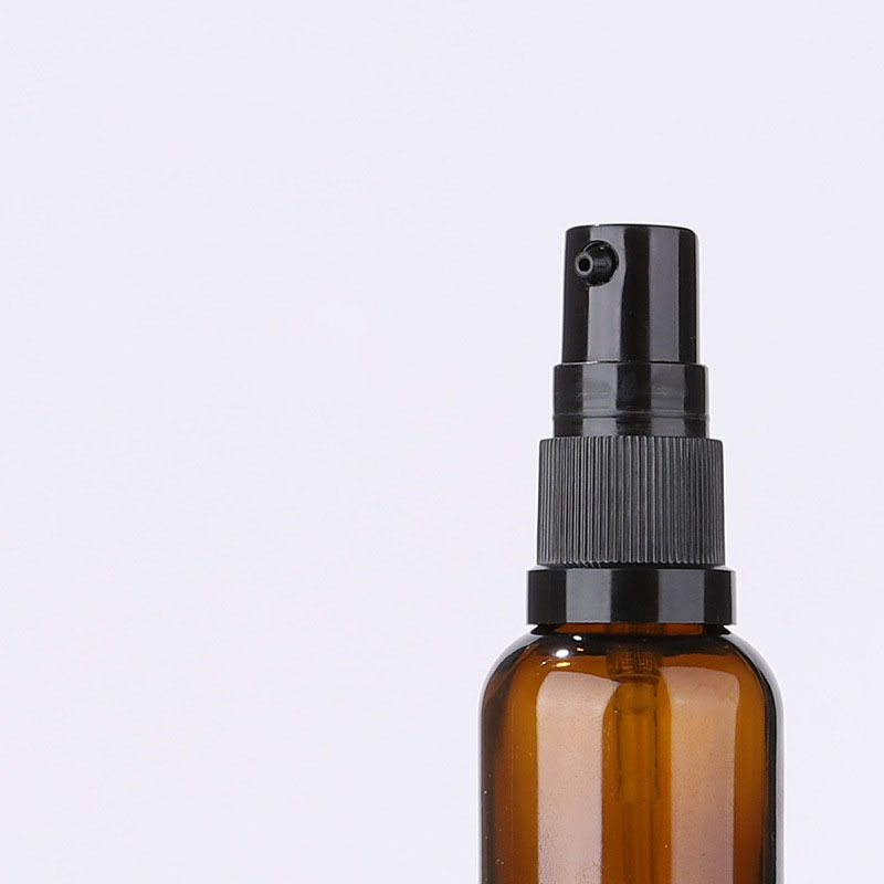 Empty Refillable Cosmetic Amber Glass Spray Bottle Screen Printing Round Bottle