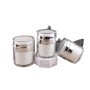 Wholesale 50ml Empty Airless Pump Cream Jar Clear Body White Inner Acrylic Vacuum Container Silver Trim