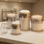 Wholesale 50ml Empty Airless Pump Cream Jar Clear Body White Inner Acrylic Vacuum Container Silver Trim
