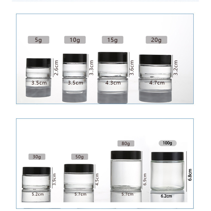 Empty clear Cosmetic Container Mini Small 5ml Glass Jars with Lids for Eye Cream