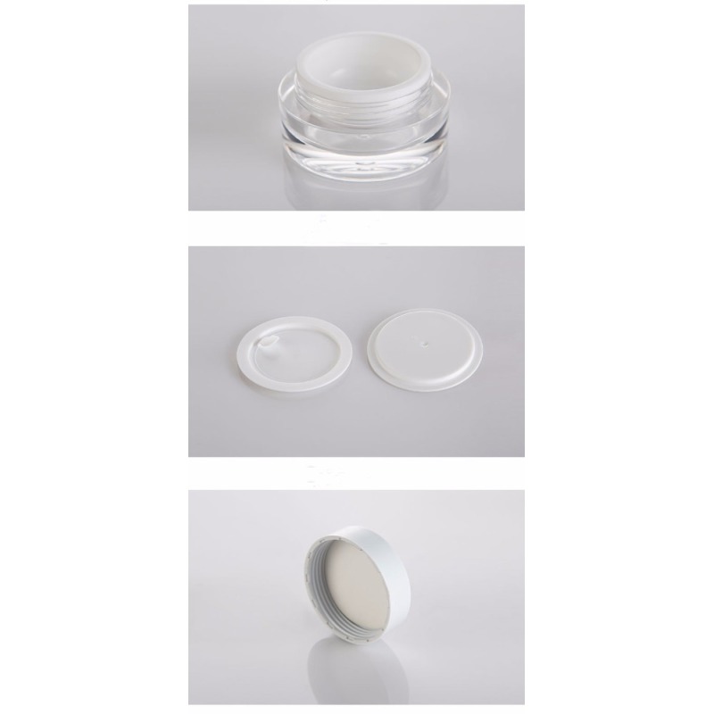 Round Acrylic Luxury Cosmetic Jar Plastic Face Cream Jar 50g Skin Care Cream White Clear Acrylic Recyclable SUNSHINE CN