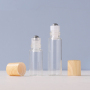 1ml 2ml 3ml Perfume Glass Bottle with Steel for Ball Roll-on and Wood Grain Lid MOQ 100pcs