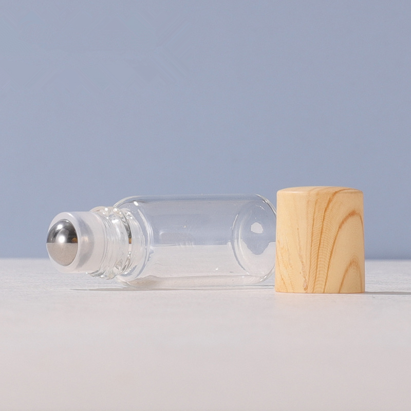 1ml 2ml 3ml Perfume Glass Bottle with Steel for Ball Roll-on and Wood Grain Lid MOQ 100pcs