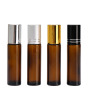 Empty 10ml Amber Glass Roll-on Essential Oils Perfume and Skin Care Cream Bottle with Screw Cap and Steel Roller Free Sample
