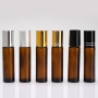 Empty 10ml Amber Glass Roll-on Essential Oils Perfume and Skin Care Cream Bottle with Screw Cap and Steel Roller Free Sample