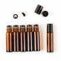 Empty 10ml Amber Glass Roll-on Essential Oils Perfume and Skin Care Cream Bottle with Screw Cap and Steel Roller Free Sample
