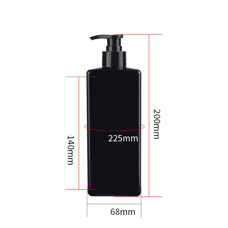 Wholesale Rectangular Pet 16oz Empty Cosmetic Black Plastic Lotion Pump Bottle 500 ml for Shampoo