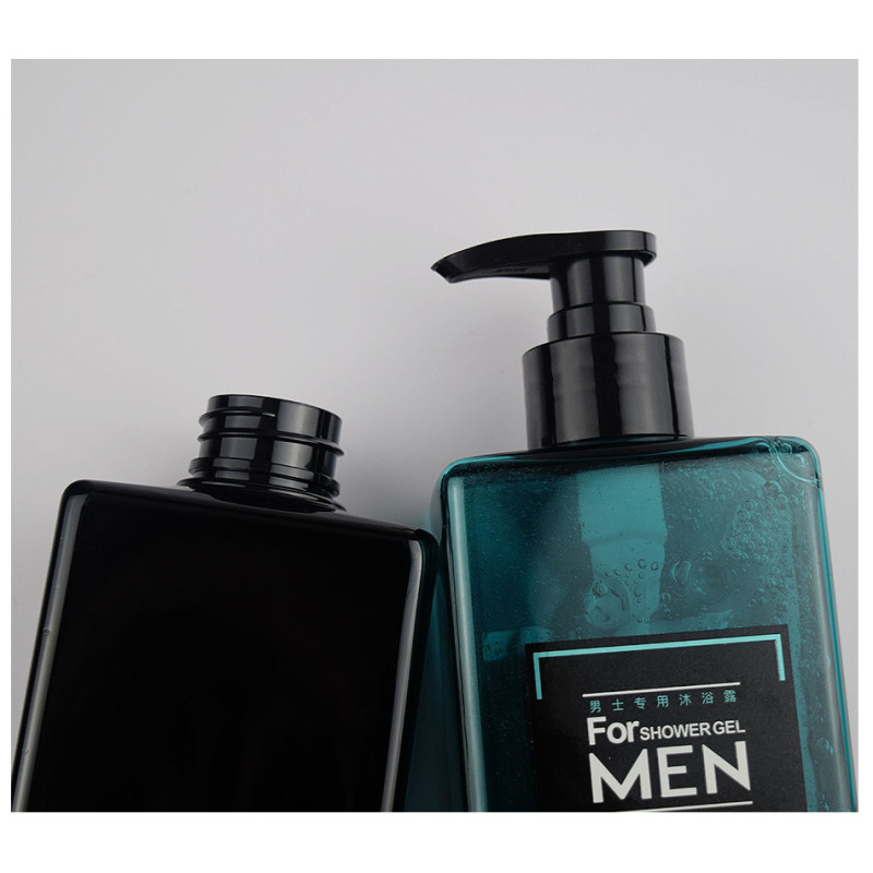 Wholesale Rectangular Pet 16oz Empty Cosmetic Black Plastic Lotion Pump Bottle 500 ml for Shampoo