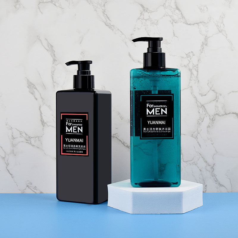 Wholesale Rectangular Pet 16oz Empty Cosmetic Black Plastic Lotion Pump Bottle 500 ml for Shampoo