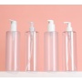 High Quality Flat Shoulder Empty PET Clear White Refillable Plastic Lotion with Pump Bottles for Skincare