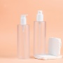 High Quality Flat Shoulder Empty PET Clear White Refillable Plastic Lotion with Pump Bottles for Skincare