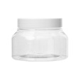 Clear with white cap