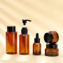 Custom 30g Cream Container 100ml Brown Glass Lotion Bottle Dropper Bottle Set for Luxury Face Care Lines