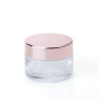 15ml 20ml Cosmetic Jar 30ml 50ml matte clear Empty Glass Cosmetic Cream Jar frosted with Rose Gold Cap