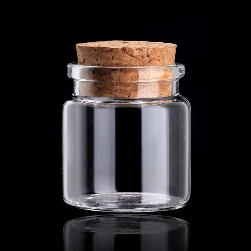 Wholesale Round Clear Glass Wishing Bottles 20ml 30ml 50ml 100ml with Cork Lid MOQ 100pcs