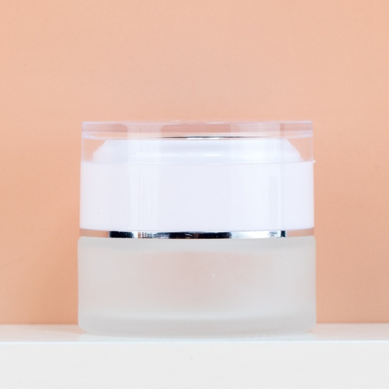 Wholesale Frosted Glass Cosmetic Cream Jars with Plastic Lid 15g 30g 50g Skincare Face Cream Jars for Skin Care and Eye Cream
