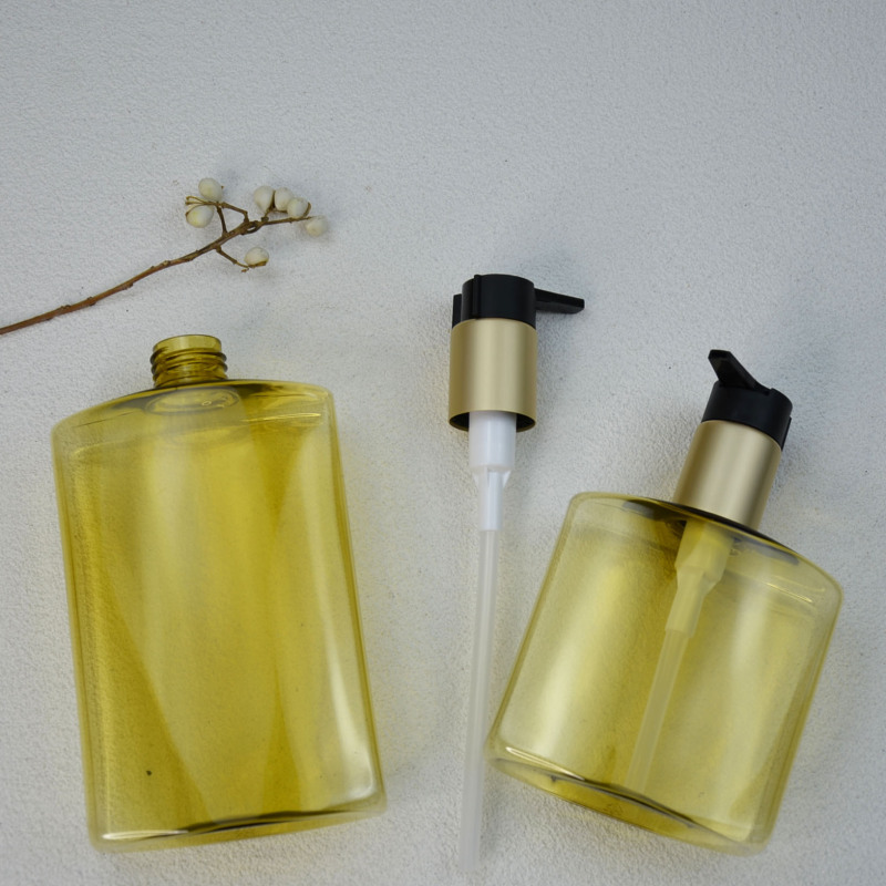 Skincare packaging 250ml 400ml shampoo bottle lotion bottle luxury Transparent yellow cosmetics containers