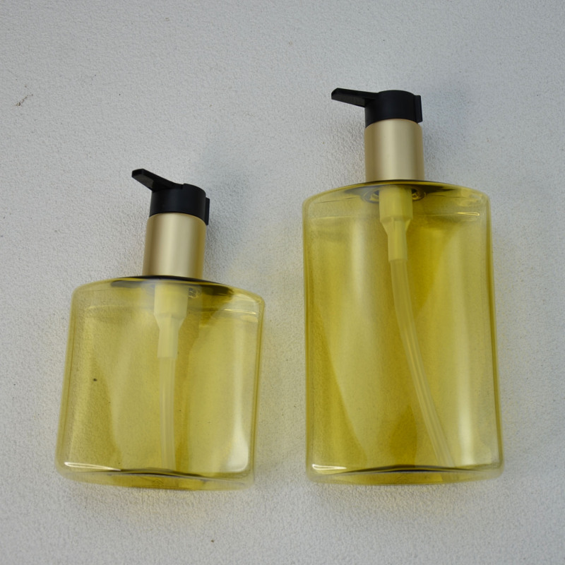 Skincare packaging 250ml 400ml shampoo bottle lotion bottle luxury Transparent yellow cosmetics containers