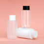 Ready Stock Empty 200ml Flat Shoulder Round Bottom PET Bottle Frosted White Transparent with Inner Plug