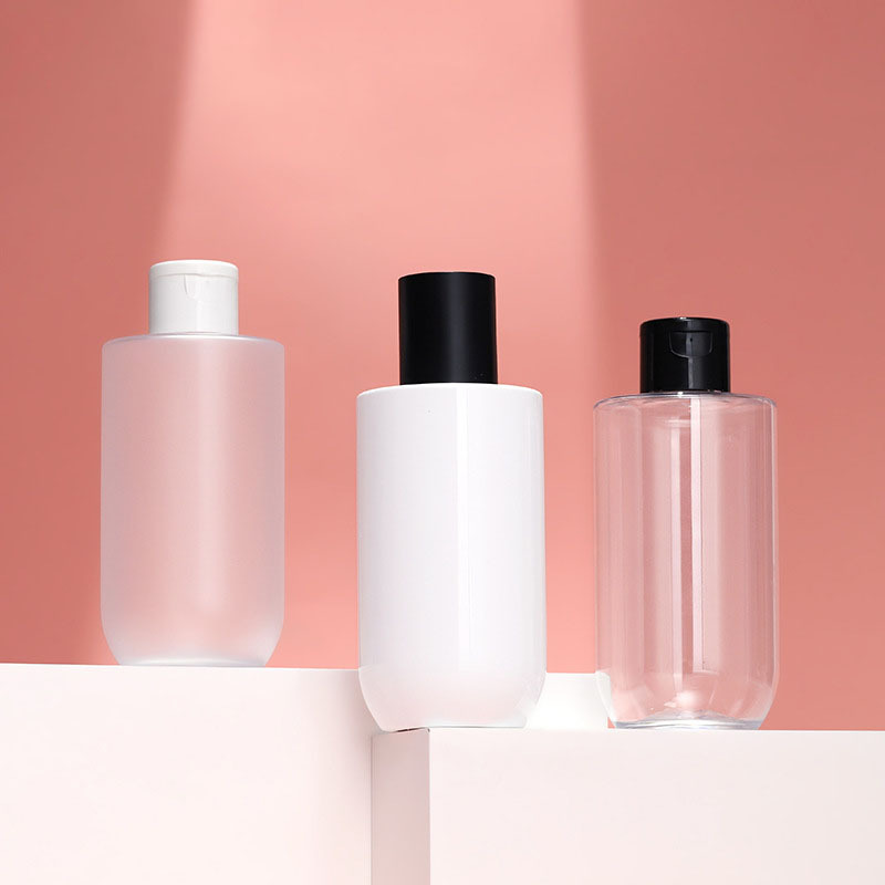 Ready Stock Empty 200ml Flat Shoulder Round Bottom PET Bottle Frosted White Transparent with Inner Plug