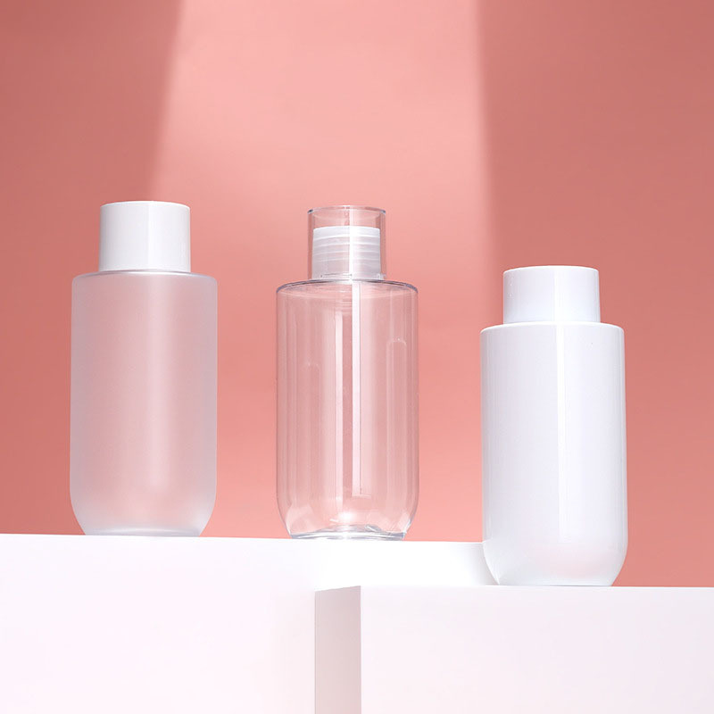 Ready Stock Empty 200ml Flat Shoulder Round Bottom PET Bottle Frosted White Transparent with Inner Plug