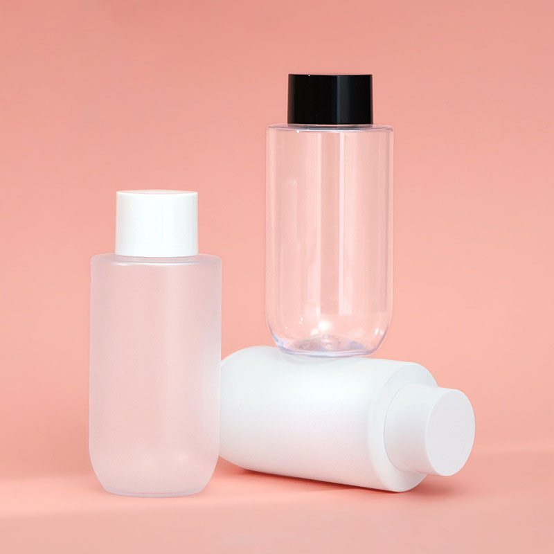Ready Stock Empty 200ml Flat Shoulder Round Bottom PET Bottle Frosted White Transparent with Inner Plug