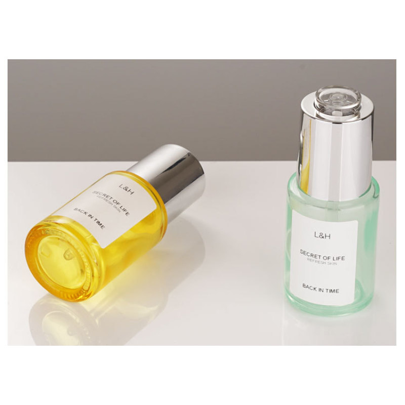 30ml Skin Care Serum Essence Cosmetic Glass Dropper Bottle with Rotary Switch Button Type in Stock