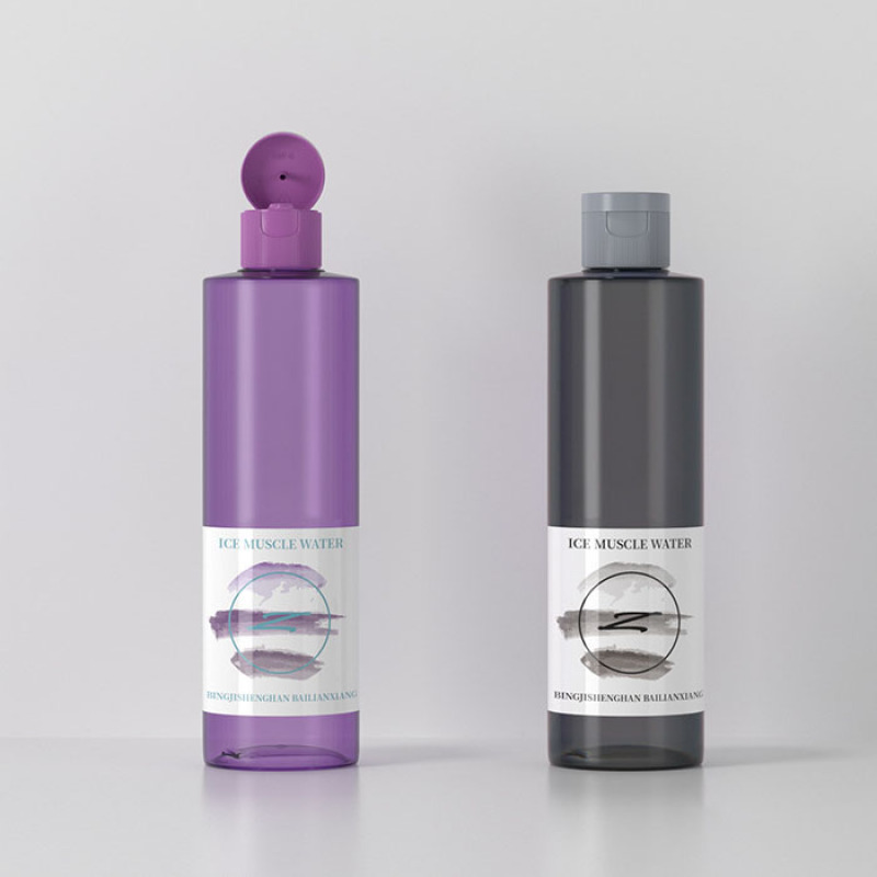Sunshine Skincare Packaging 250ml Empty Blue Amber White Pink Clear Flat Shoulder Plastic Pet Shampoo Bottle With Flip Cap