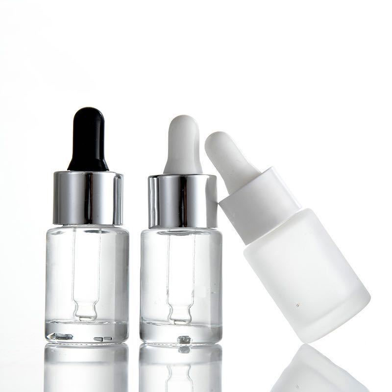 Customizable 15ml Frosted Glass Skincare Dropper Sample Bottle for Essential Oils and Cosmetic Lotion