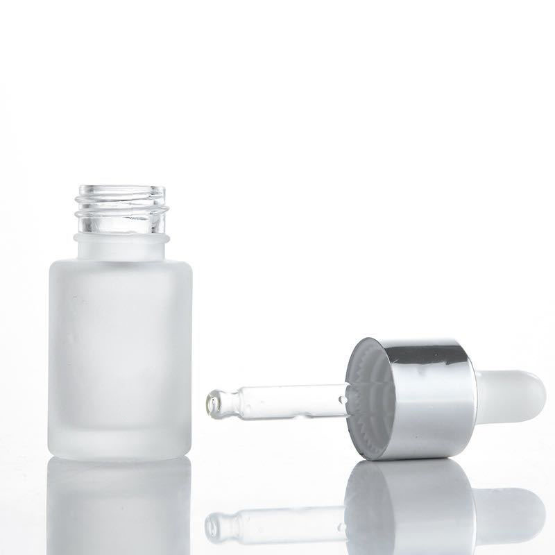 Customizable 15ml Frosted Glass Skincare Dropper Sample Bottle for Essential Oils and Cosmetic Lotion