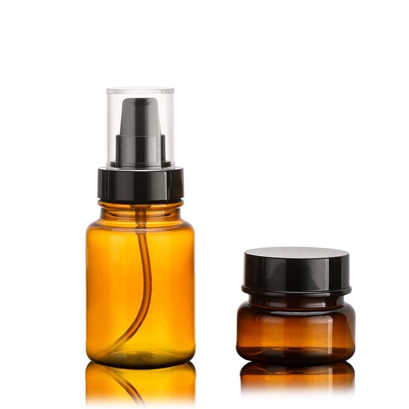Medical Grade Amber PET Plastic Cosmetic Lotion Pump Bottle