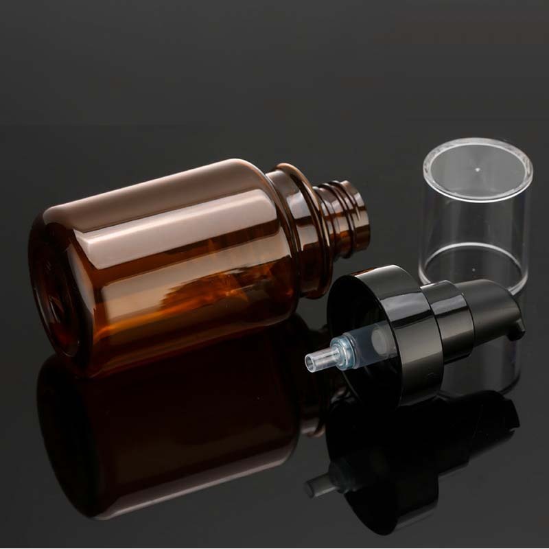 Medical Grade Amber PET Plastic Cosmetic Lotion Pump Bottle