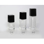 Low MOQ Empty 30ml clear square Glass Cosmetic Black Press Pump Liquid Foundation Bottle